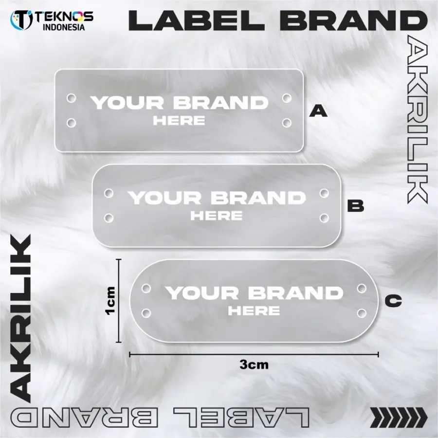 LABEL HIJAB AKRILIK CUSTOM NAMA - LABEL BRAND BAJU AKRILIK BENING CETAK 1 SISI