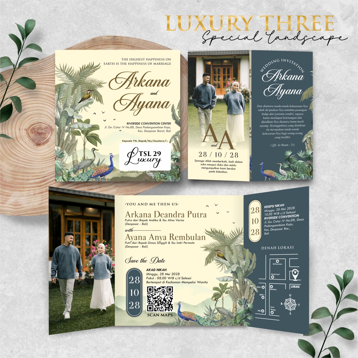 UNDANGAN PERNIKAHAN ELEGANT CUSTOM FOTO - WEDDING INVITATION AESTHETIC LUXURY THREE SPECIAL LANDSCAPE - Gambar 30