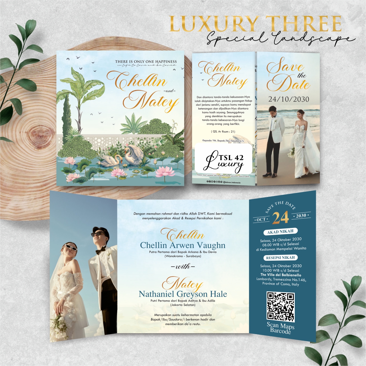 UNDANGAN PERNIKAHAN ELEGANT CUSTOM FOTO - WEDDING INVITATION AESTHETIC LUXURY THREE SPECIAL LANDSCAPE - Gambar 41