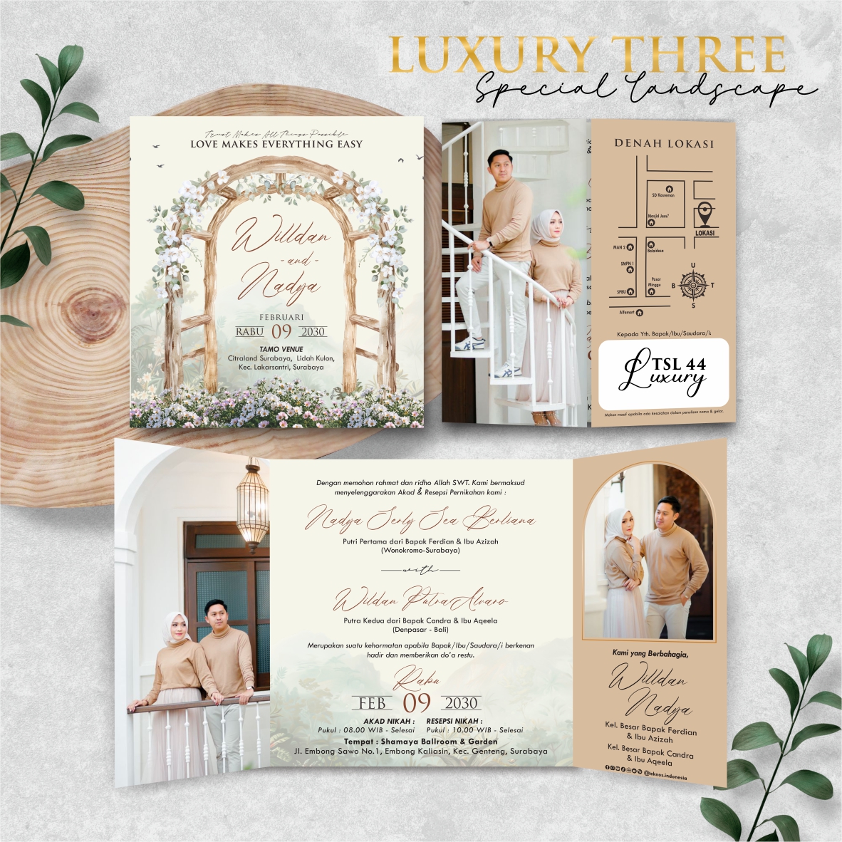 UNDANGAN PERNIKAHAN ELEGANT CUSTOM FOTO - WEDDING INVITATION AESTHETIC LUXURY THREE SPECIAL LANDSCAPE - Gambar 43