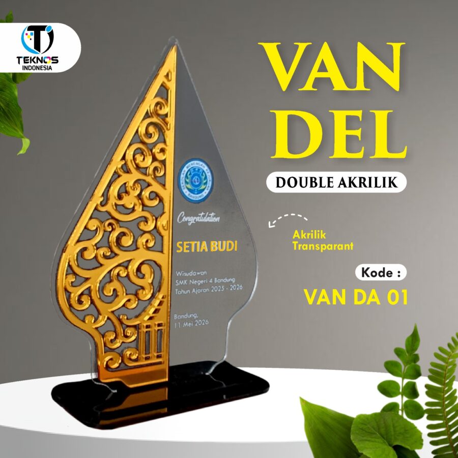 Vandel Double Akrilik (Bening & Gold)  -  Vandel Double Akrilik (Bening & Gold)  custom nama