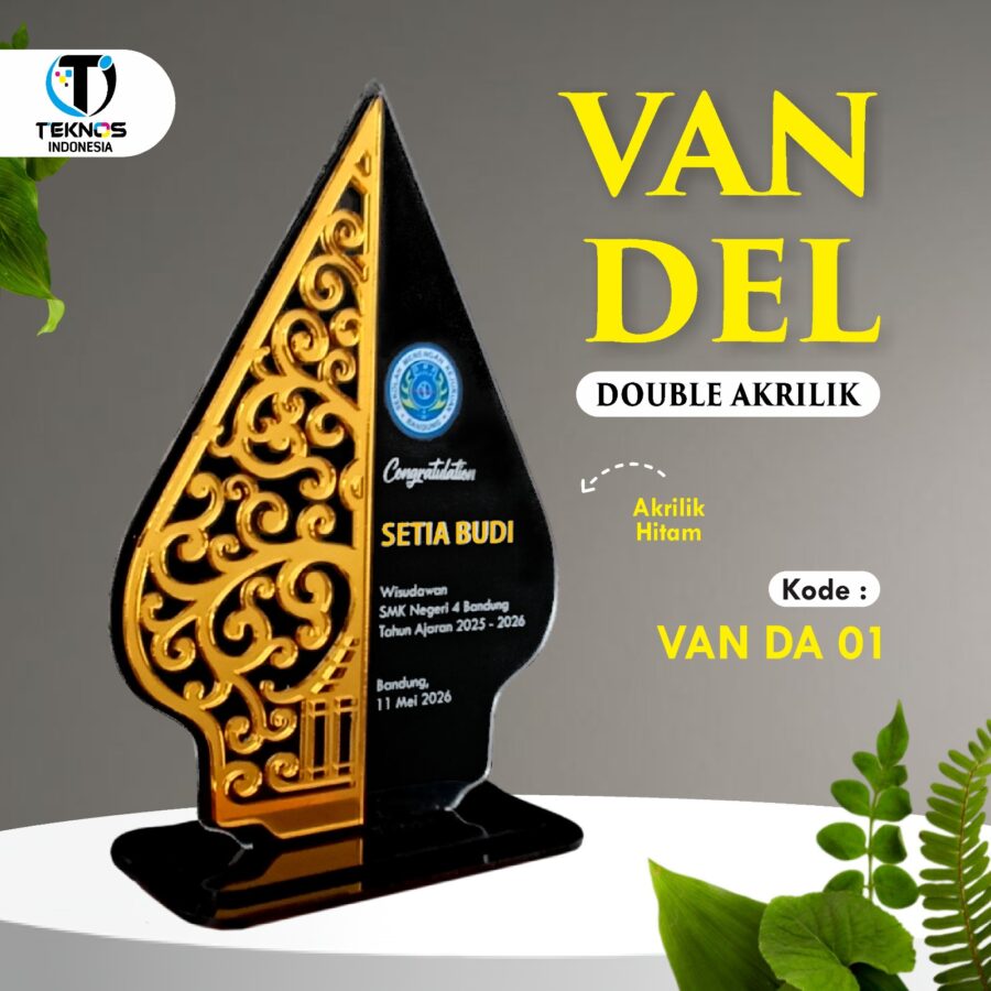 Vandel Double Akrilik (Hitam & Gold) - Vandel Double Akrilik (Hitam & Gold)  custom nama
