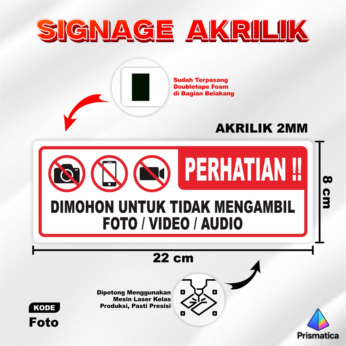 Signage Akrilik Papan Informasi dan Larangan Dilarang Merokok, Alas Kaki Harap Dilepas Ready Stock - Gambar 5