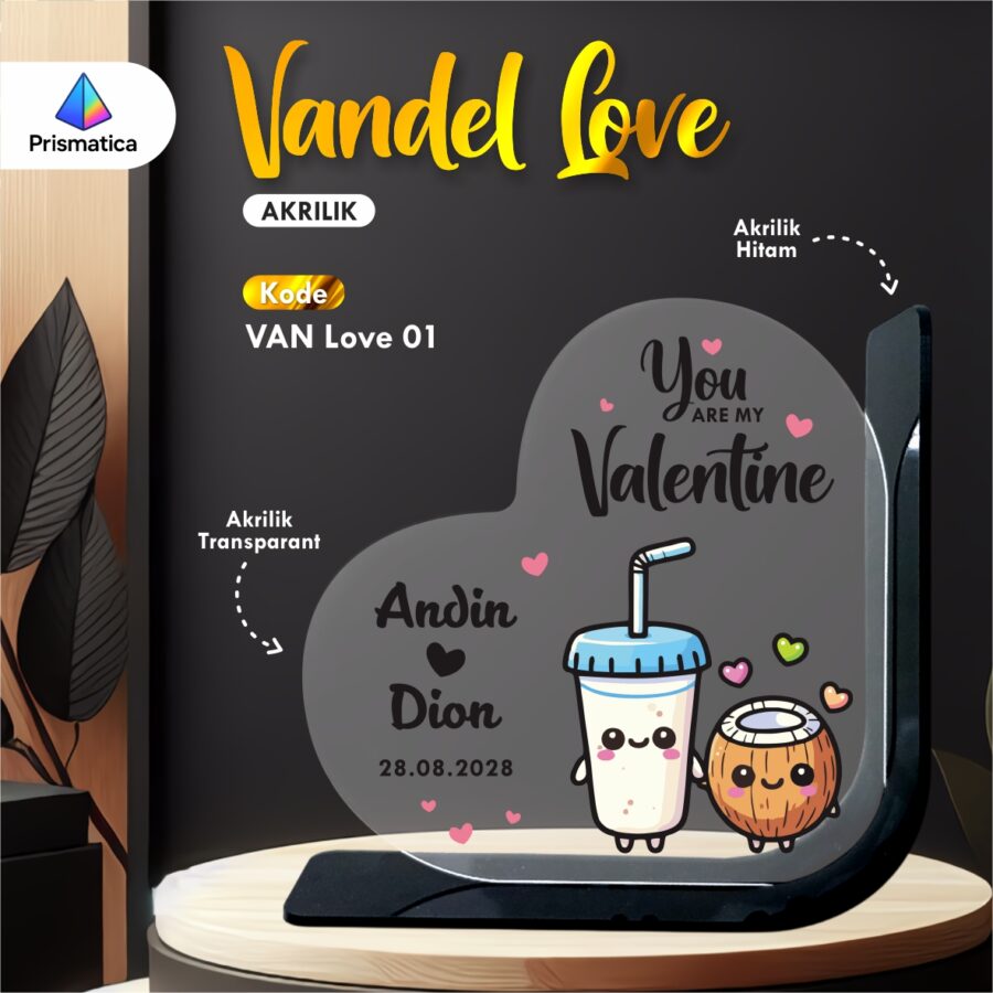 Vandel Custom Bentuk Love Akrilik Desain Unik Hadiah Valentine Kado Ulang Tahun